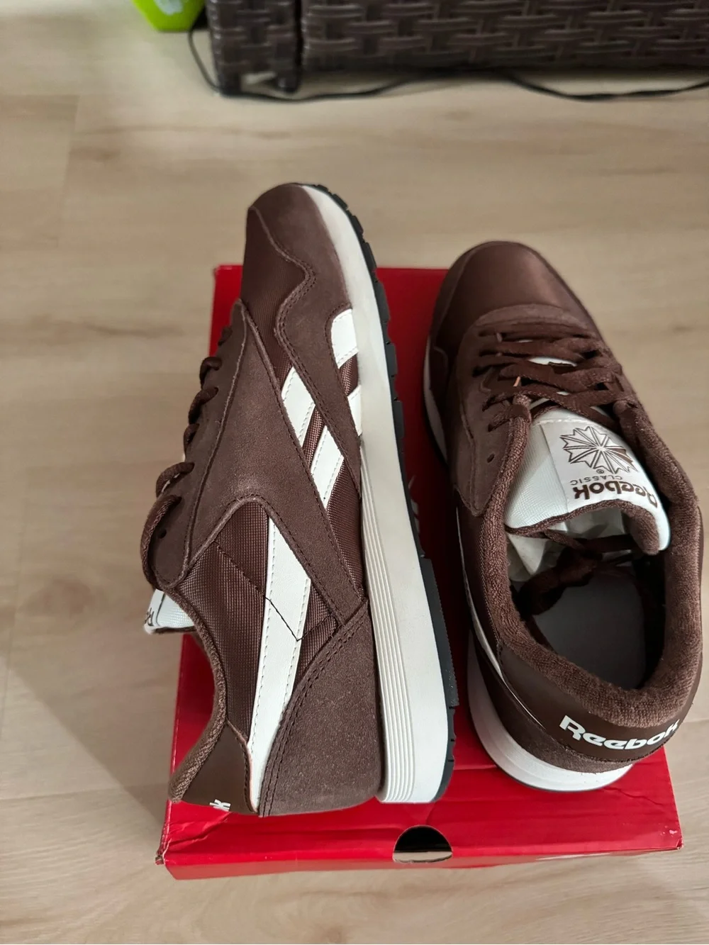 Reebok Classic Brown and White Nylon Sneaker - Picture 6 of 8